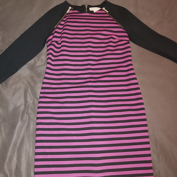 Pink and black Michael Kors Striped Ponte Dress - Picture 2 of 7
